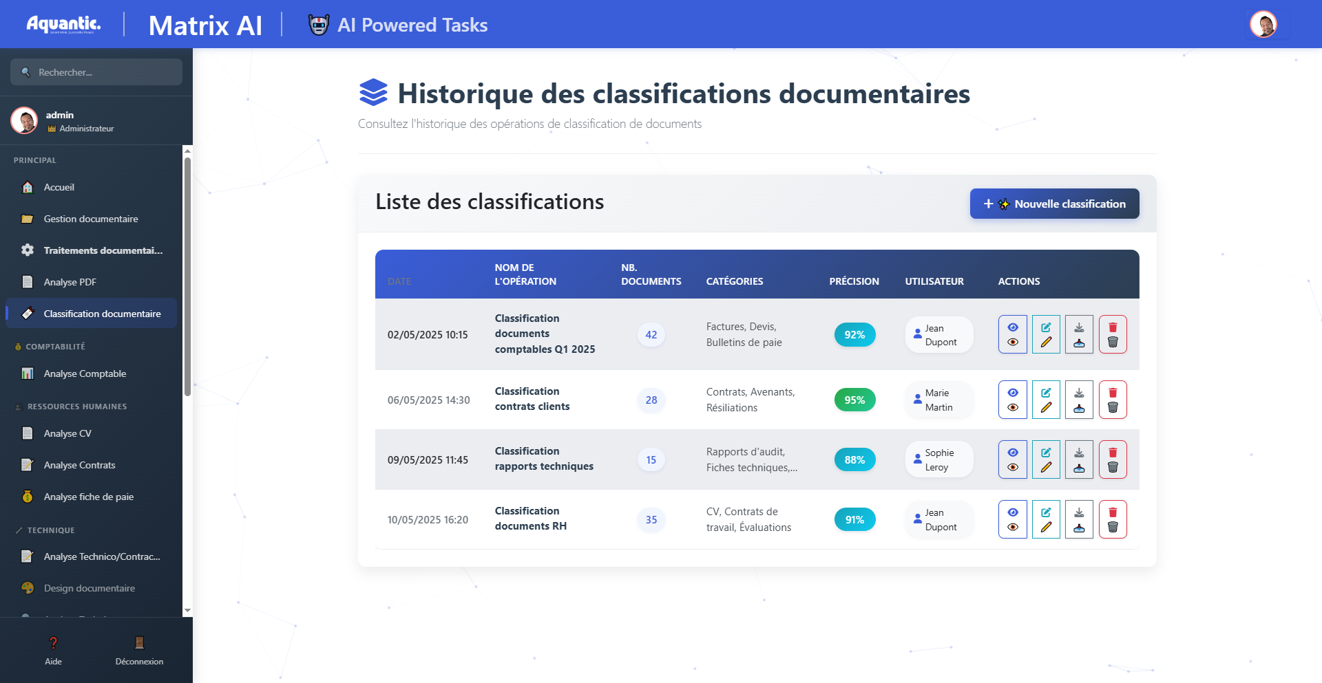 🗎 Plateforme de Classification et d’Analyse Documentaire par IA